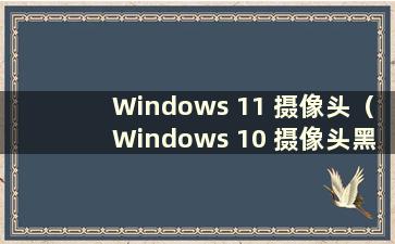 Windows 11 摄像头（Windows 10 摄像头黑屏怎么办）